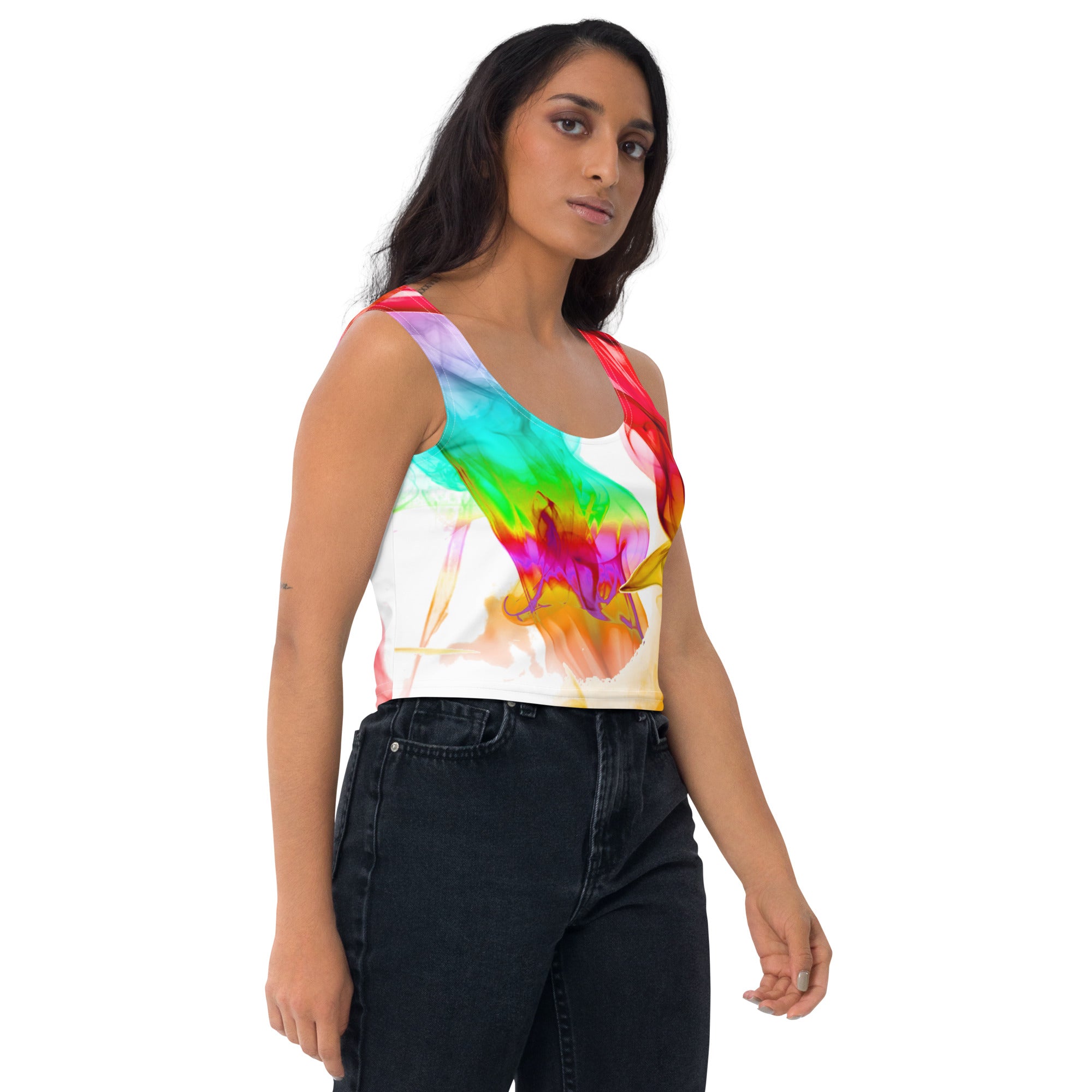 Sleeveless Gym Crop Tee. Yoga Crop Top. Activewear and Streetwear. Colorfall by WickedYo.